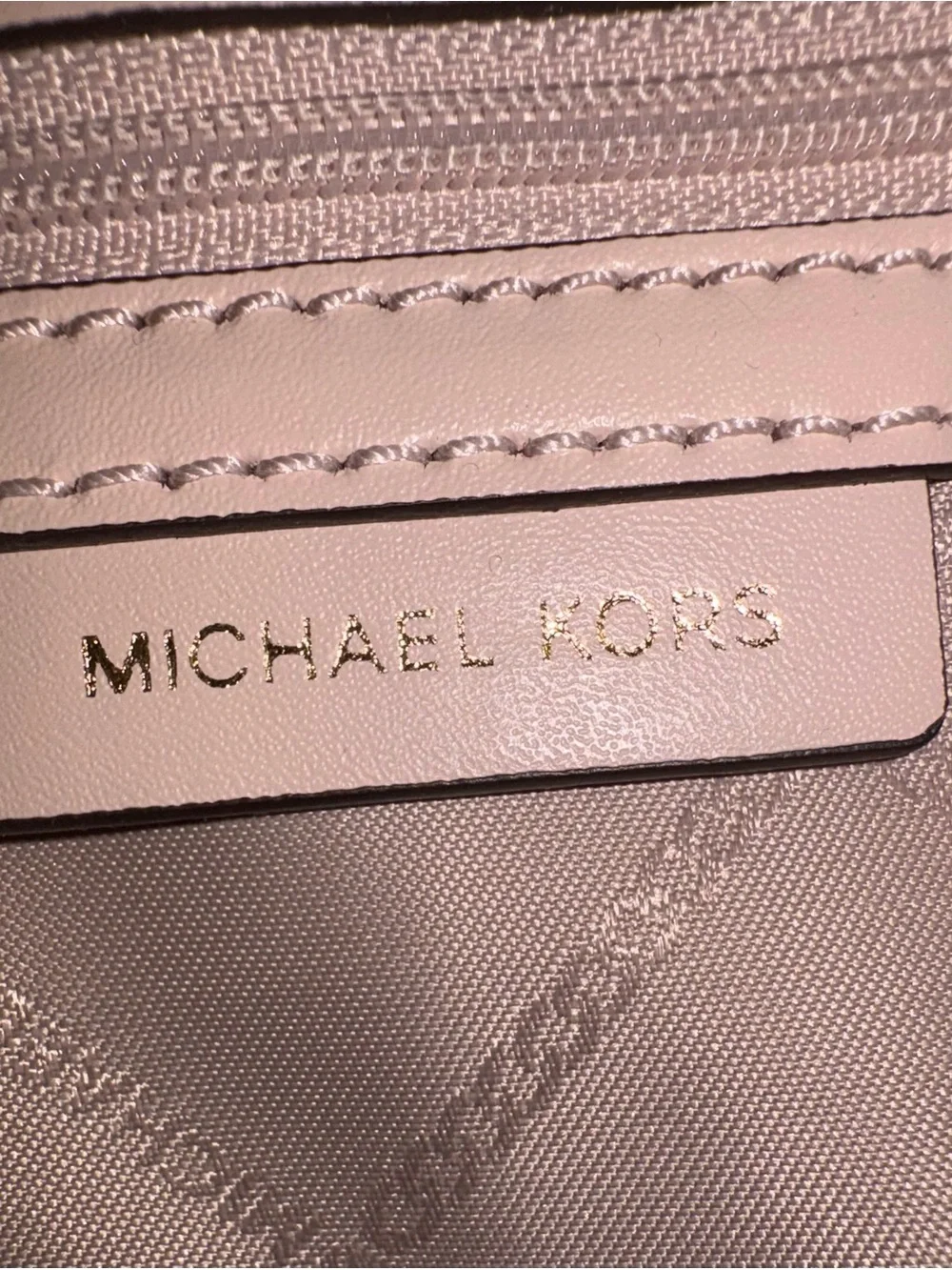 Michael Kors Blush Pink and Cream Signature Crossbody with Gold Hardware